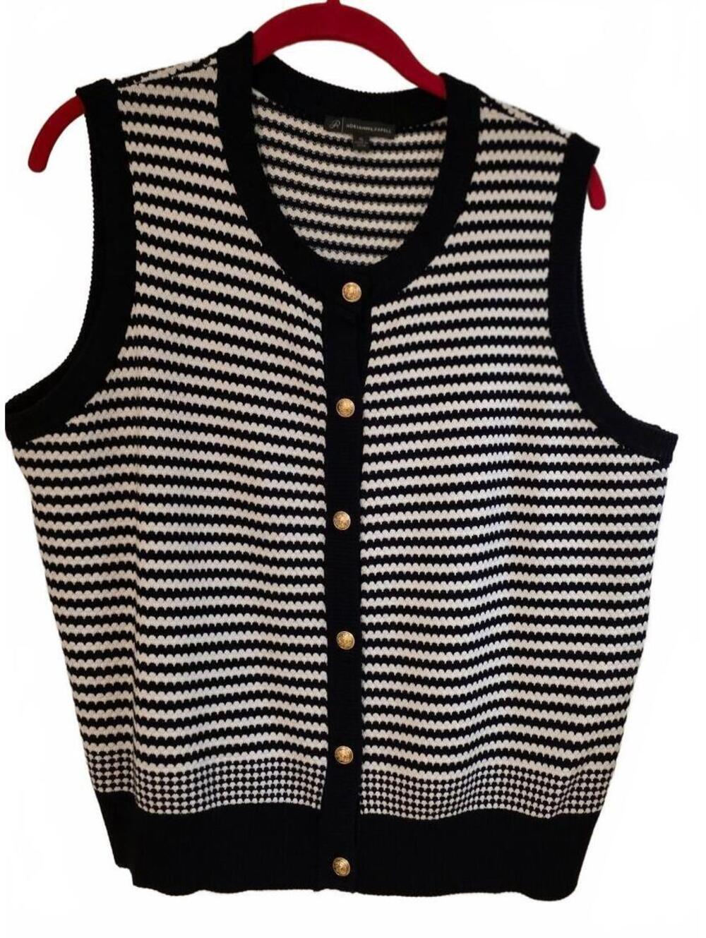 Adrianna Papell XL Navy and White Striped Sweater Vest